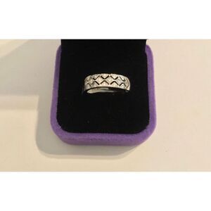 Lovely New .925 Sterling Sim Diamond Lattice Design Band Ring Sz 8
